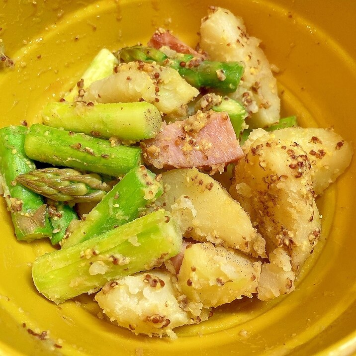 レンチンおかず★アスパラとポテトのマスタード和え